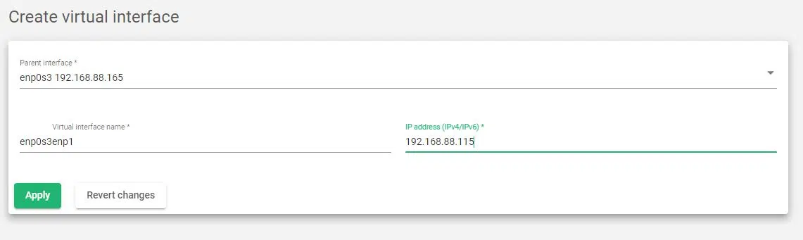 Skudonet network virtual interface create