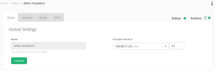 create a GSLB farm in one data center