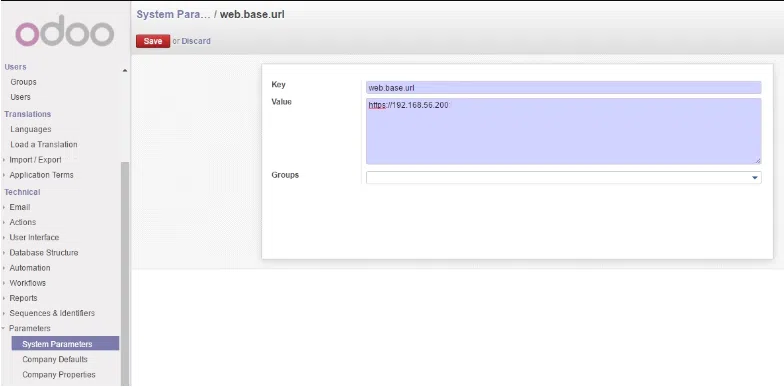 Odoo web base url configuration