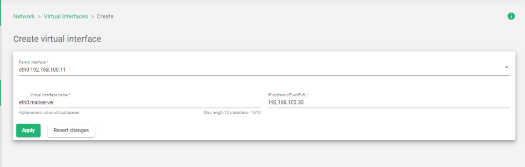 Network | Virtual Interface | Create - SKUDONET