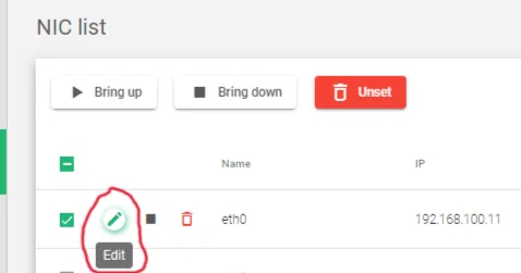 configuration settings of a NIC