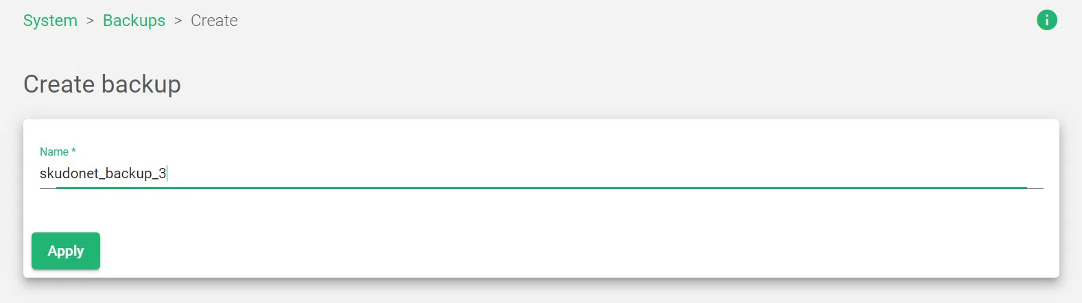 create a backup file in SKUDONET ADC
