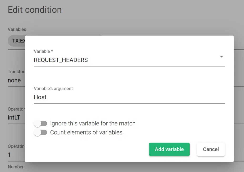 variables creating condition