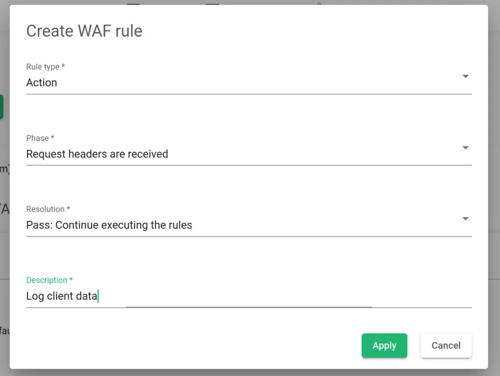 Skudonet ipds creating rule action