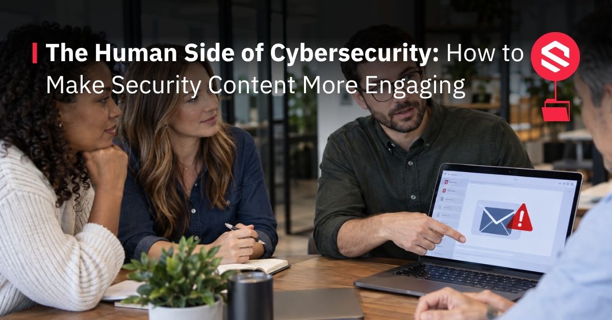 Employees discussing cybersecurity awareness in the workplace